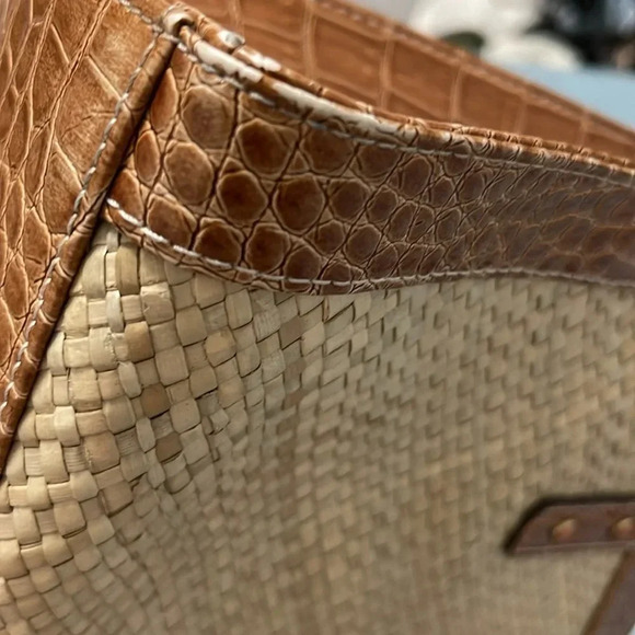 Gorgeous Vintage Liz Claiborne Straw and Faux Snake-print leather purse. 90s-Y2K - Picture 10 of 12
